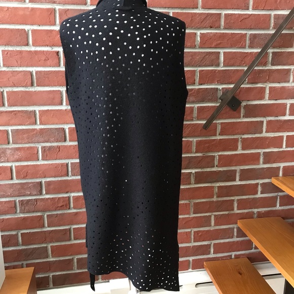 •Unique Wool Long Open Cardigan Wrap Sleeveless Coat Hand Crafted One of a Kind - Picture 4 of 16